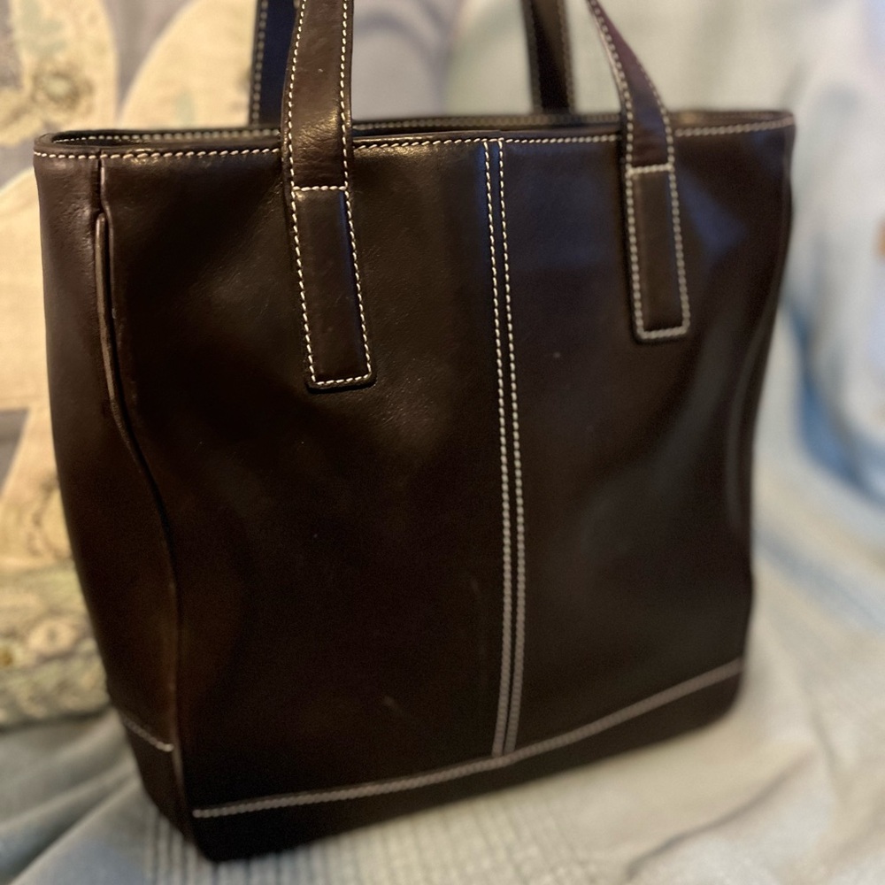 COACH Vintage Hamptons Black Leather tote bag purse LOS-7787
